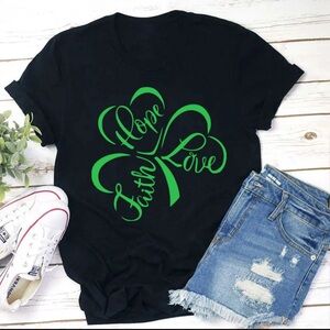 HOPE FAITH LOVE SHAMROCK t shirt